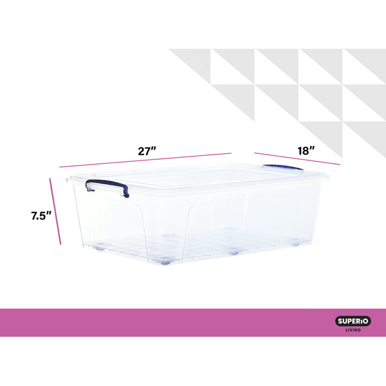  Superio Clear Storage Bins with Lids Stackable, Plastic, Storage  Container, Latch Box with Locking Handles, Multiple Sizes (5 Pack- Flat  Containers)