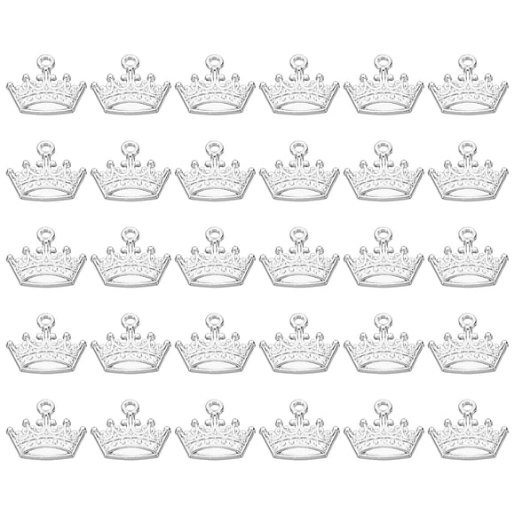 Encanto de Corona, 120 Piezas Mini Colgante de Corona al por Mayor, Metal Vintage Diseñador Reina, Tono Plateado