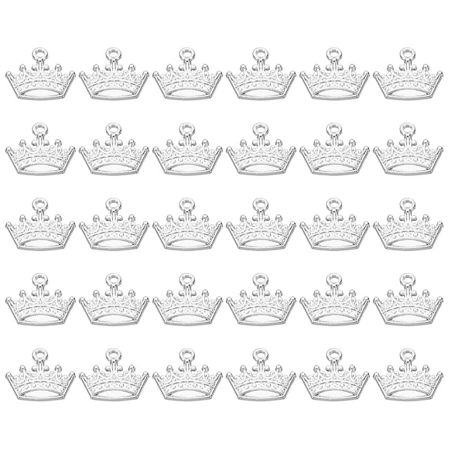 Encanto de Corona, 120 Piezas Mini Colgante de Corona al por Mayor, Metal Vintage Diseñador Reina, Tono Plateado