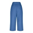 thumbnail image 4 of ZZwxWA Sales, Women's Solid Color Pocket Drawstring Capris Casual Women's Capris Capris Capris Capri Pants for Women, 4 of 6