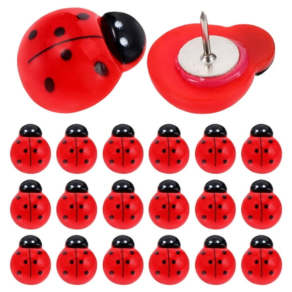 Miangastore Épingles à Pousser Coccinelle Rouge Plastique Métal 20ensemble 0.71x0.71x0.59 Po