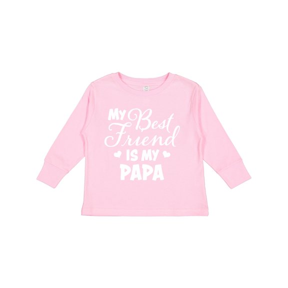 Inktastic My Best Friend is My Papa with Hearts Boys or Girls Long Sleeve Toddler T-Shirt