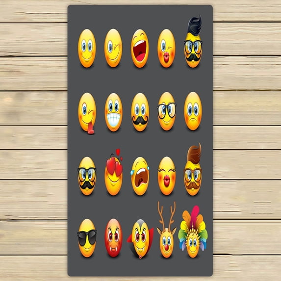 ECZJNT Cute emoticons set emoji smiley Beach Bath Towels Shower Towel For Home Outdoor Travel 30x56 Inch