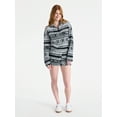 thumbnail image 2 of No Boundaries Christmas Quarter Zip Mock Neck Plush Top with Long Sleeves, Women's, 2 of 5