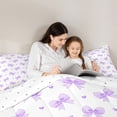 thumbnail image 3 of Erosebridal Kawaii Bow Love Heart Bedding Comforter Set for Girls, Purple Ribbon Full Bedding Set, Reversible, 7pcs, 3 of 5