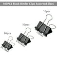 thumbnail image 2 of 100pcs Binder Clips Assorted Sizes, Black Paper Clamps, Medium, Small, Mini 3 Sizes with Box for Office and Home, 2 of 6
