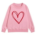 thumbnail image 3 of KAUOD Girls Heart Print Sweatshirts Oversized Love Graphic Knit Pullover Sweater Teen Kids Long Sleeve Cotton Shirt Tops, 3 of 6