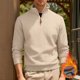thumbnail image 1 of pstuiky Camisas de invierno de manga larga para hombre, Blusa/camiseta informal y moderna de terciopelo de punto con cuello alto y cremallera para hombre, de color liso top de hombre m, 1 of 9