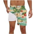 thumbnail image 2 of PNTUTB Hawaiian Men's Summer Fashion Printed Elastic Drawstring Double Layer Beach Shorts with Pockets, 2 of 6