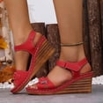 thumbnail image 6 of Wensltd Wedge Sandals for Women Summer Beach Open Toe Slingback Adjustable Strap Casual Vacation Outdoor Walking Thick Sole Sandals Red, 6 of 9