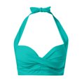 thumbnail image 4 of Plus Size Bikini Top Black Women Halter Swimwear Tops Underwire Full Coverage Bikini Top Push Up Swim Crop Top Tie Back Bathing Suit Tops Female Womens Bikini & Tankini Tops(Mint Green,XL), 4 of 5
