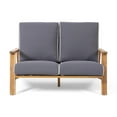 thumbnail image 5 of Christopher Knight Home Eartha Outdoor Loveseat Set with Coffee Table, Teak Finish, Dark Gray, 5 of 9