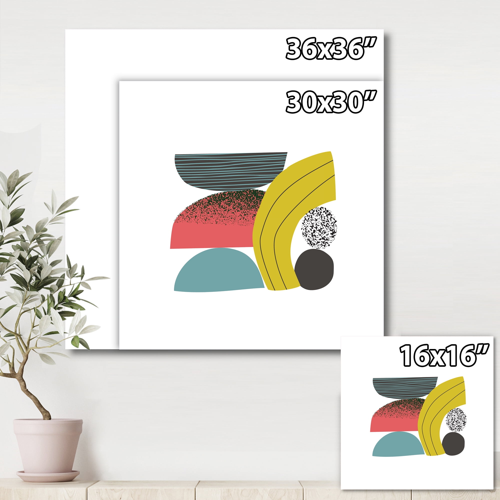 Abstract Colorful Geometric Art Collage II 30 in x 30 in Painting Canvas Art Print, by Designart