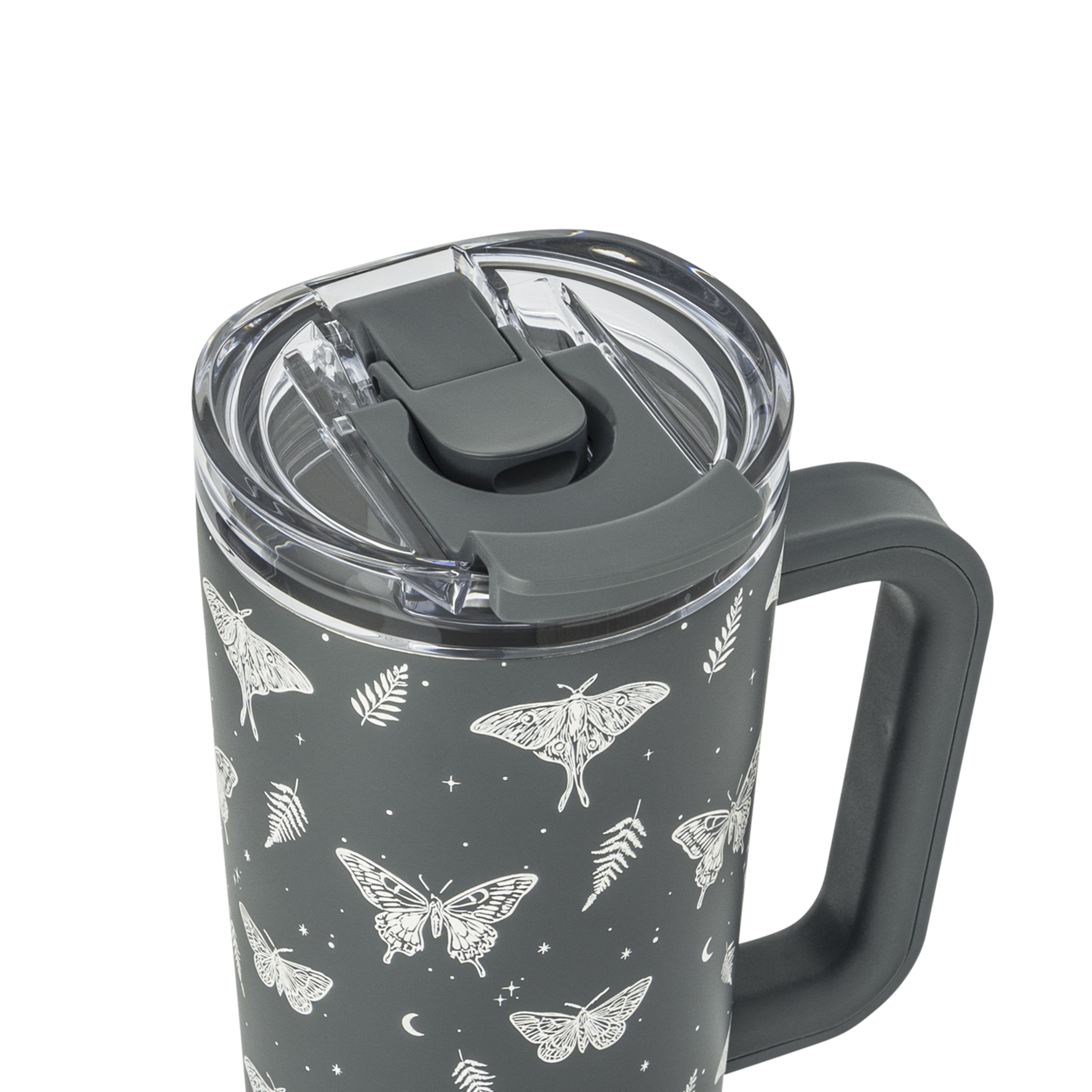 Thyme & Table 24oz Stainless Steel Luna Tumbler with Handle and Dual Straw Lid, Moth