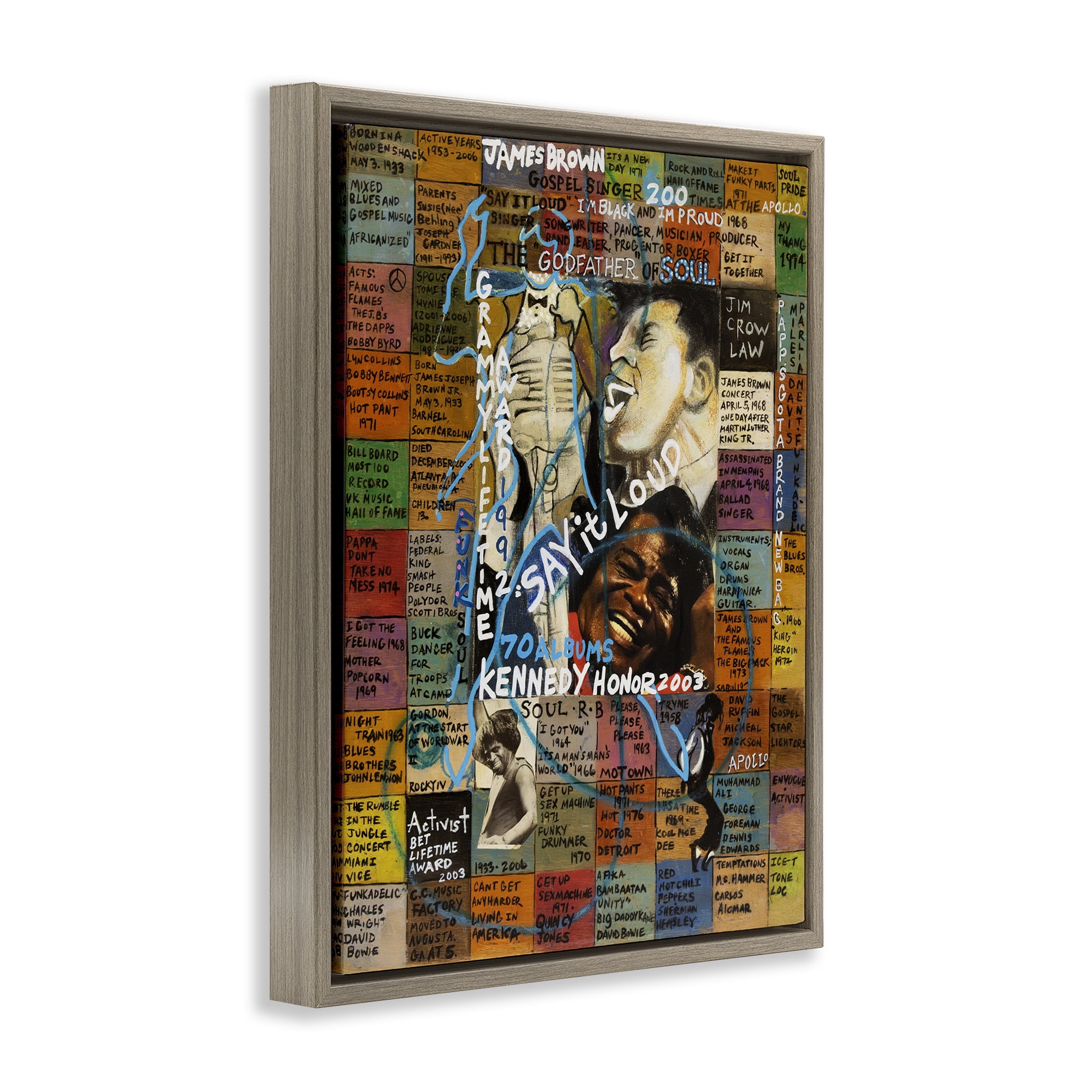 Stupell Industries James Brown Collage People Drawing Brown Floater Framed Canvas Art Print Wall Art, 25 x 31