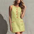 thumbnail image 5 of Atogsazn Womens Summer Button Mini Dress Casual Sleeveless Contrast Trim Loose Dresses A-Line Sundress Green L Fashion, 5 of 7