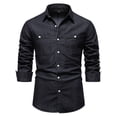 thumbnail image 1 of Camisa vaquera slim de manga larga para hombre: diseño moderno, algodón y poliéster, informal para otoño, tallas S-XXL, 1 of 8