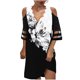 thumbnail image 1 of Moda mujer Casual Sexy cuello en V estampado verano 3/4 manga Mini vestido Fridja  yut3624, 1 of 9