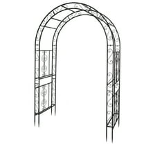 Heavy Duty Iron Archway Decorative Structure Stand Trellis for Climbing Rose Vines Plant, Garden Arch for Wedding Ceremony Party Decor, Black