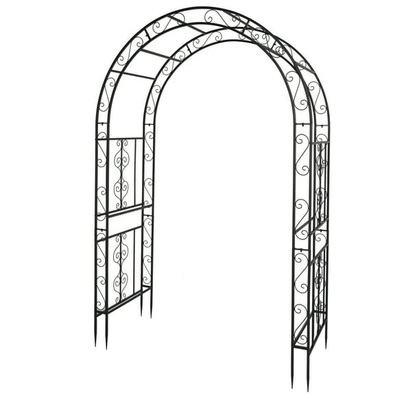 Heavy Duty Iron Archway Decorative Structure Stand Trellis for Climbing Rose Vines Plant, Garden Arch for Wedding Ceremony Party Decor, Black