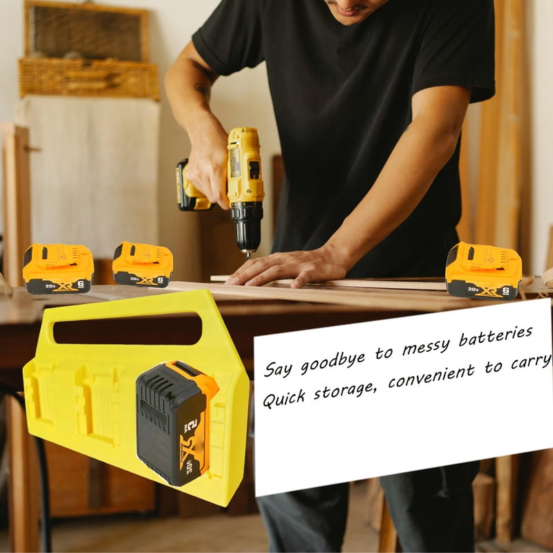 6-Slot Storage Box for De*walt 18V & 20V Lithium Batteries - Built-in Handle, Eliminates Battery Disorganization & Easy to Carry