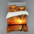thumbnail image 2 of Ambesonne Autumn Bedding Set 3 Pcs, Sunset View with Trees, Twin, Orange Black, 2 of 3