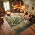 thumbnail image 3 of Ambesonne Boho Decorative Rug Carpet, Leaves of Sansevieria Grunge, 2' x 5', Emerald Caramel and Green, 3 of 5