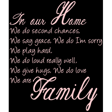 In our home we do second chances, we say grace, we… Vinyl Decal Sticker Quote - Small - Blush