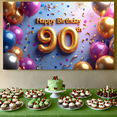 thumbnail image 5 of LUUFILx Elegant 90th Birthday Banner Party Decoration Backdrop Happy Birthday Background Golden Anniversary Celebration Photography Props Decors Supplies, 5 of 8