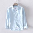 thumbnail image 1 of REDHOTYPE Chemises en Lin Pur pour Hommes Manches Longues Col Rabattu Basique Classique Mode Homme Couleur Unie Vêtements Rétro, 1 of 2