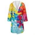 thumbnail image 4 of Women's Fleece Plush Robe Long Warm Plush Bathrobe Loungewear Jacket Printed Comfort Robe, 4 of 5
