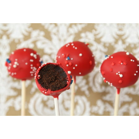 LAMINATED POSTER Chocolate Cake Pops Cake Sweets Dessert Red Poster Print 24 x