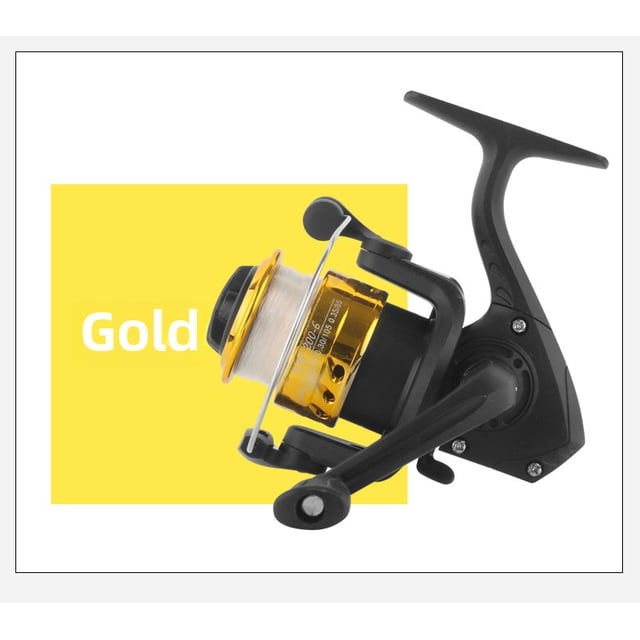 DEUKIO Model 200 Mini Spinning Fishing Reel with Pre-Loaded Line – Lightweight Ice/ Fishing Wheel, Electroplated Gold Finish, Smooth Operation, Durable Construction – Ideal for Wholesale Purchase,