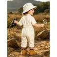 thumbnail image 5 of Miaeowve Toddler Kids Wild One Birthday Outfit One Piece Zookeeper Jumpsuit Button Down Coveralls Ivory 5T, 5 of 6