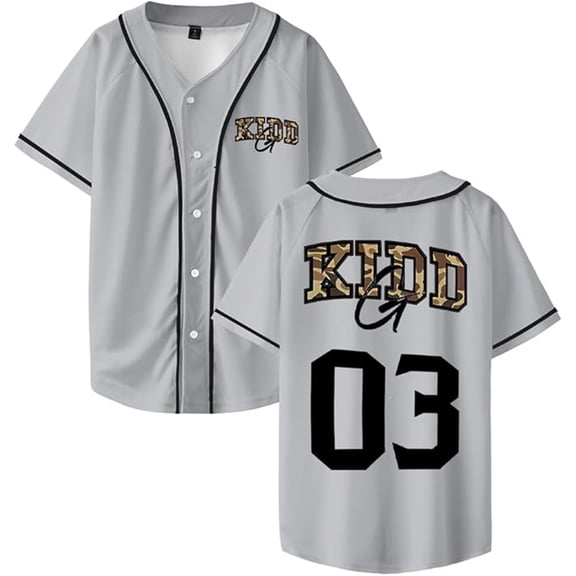 Kidd G Merch Baseball Jacket V-neck Short-sleeved Button-down Shirt Unisex Outdoor Casual T-shirt