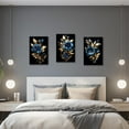 thumbnail image 4 of ZHONGYUTONG Navy Blue Decor 3 Pieces Black Golden Rose Picture Abstract Blue and Gold Flower Artwork Canvas Prints for Living Room Office Home Decor (11.00" x 14.00" x 3PCS), 4 of 6