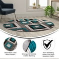thumbnail image 6 of Emma + Oliver Modern 5'x5' Round Accent Rug with Geometric Square Pattern in Turquoise, Gray and White, 6 of 10