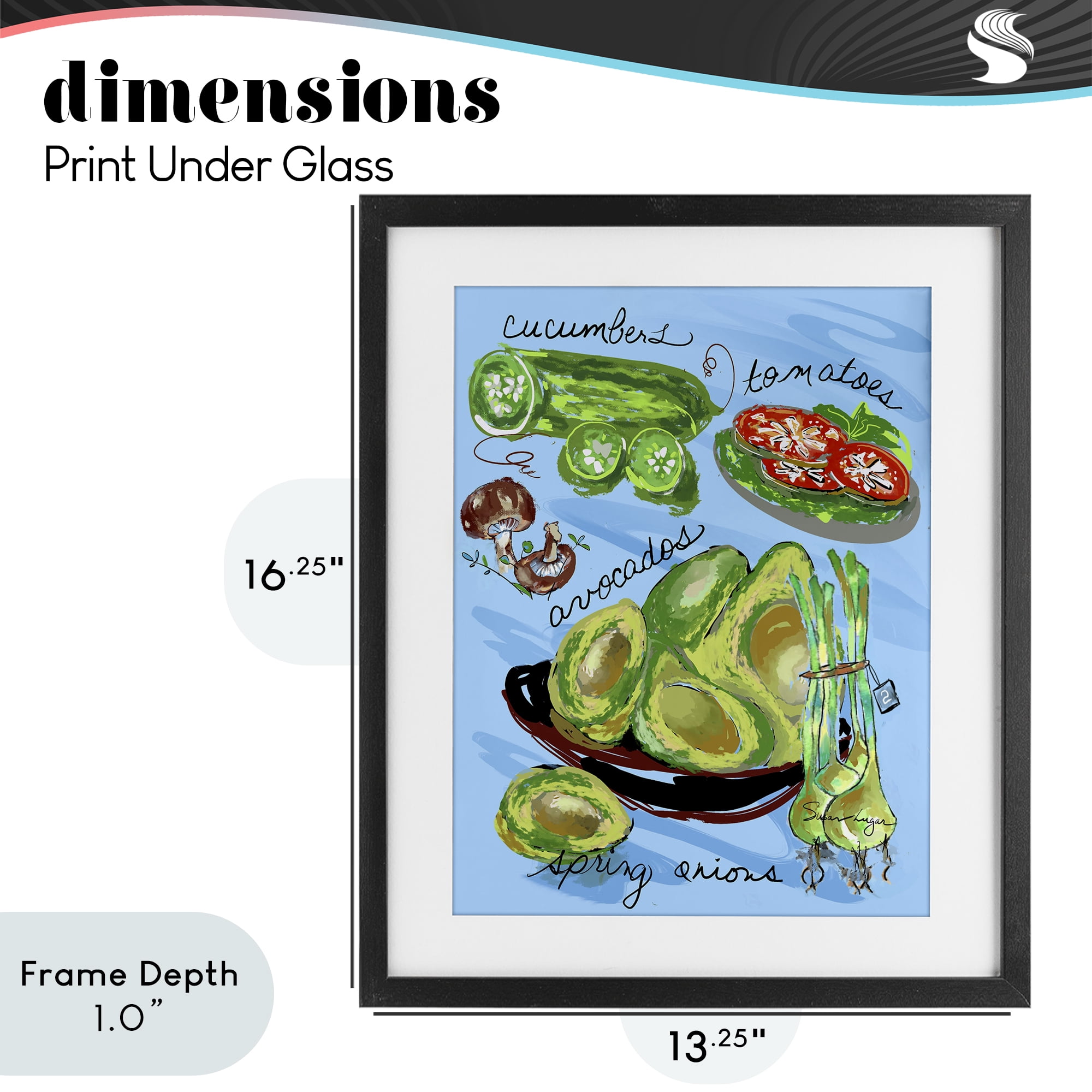 Stupell Industries Fresh Produce Collection Black Framed Print Under Glass, design by Susan Lugar