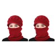 thumbnail image 2 of Qarigey Cálido invierno mujer sombrero pasamontañas gorros madre sombrero mujer grueso Skullies montar sombreros Gorras rayas gorro máscara Type2 NO2 Qarigey CBP143580, 2 of 6