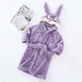thumbnail image 2 of Gibobby Toddler Boys Girls Kids Hooded Bathrobe,Soft Flannel Loungewear Robe with Adjustable Tie,Cartoon Print,for Toddlers to Kids 2-12 Years Toddler Pajamas,Purple,Size 2-3T, 2 of 5
