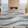 thumbnail image 2 of Design&I 8'x10' Washable Area Rug Dusty Blue Gray Flowing Brushwork Contemporary Abstract Design for King Size Bedroom, Under Bed, Sleek Flatweave Pet Friendly, 2 of 7