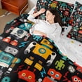 thumbnail image 4 of Manfei Cartoon Robot 7-Piece Bedding Comforter Set,Teens Robot King Bedding Sets,Red Black Bed Sheets For Boys Kids,Microfiber Bedroom Decor Reversible, 4 of 8