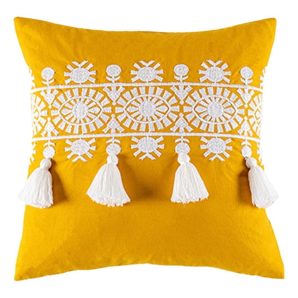 Funda de cojín decorativa bordada de algodón hecha a mano para regalo de dormitorio C 45X45cm