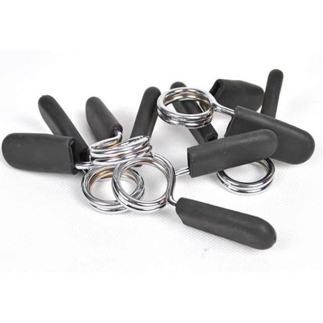 mmirethe 2PCS Gym Barbell Weight Spring Collar Lock Clips Clip Bar Dumbbell Gym black silver 28mm