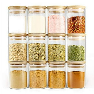 Glass Spice Jars Square Spice Jars With Bamboo Lids And - Temu