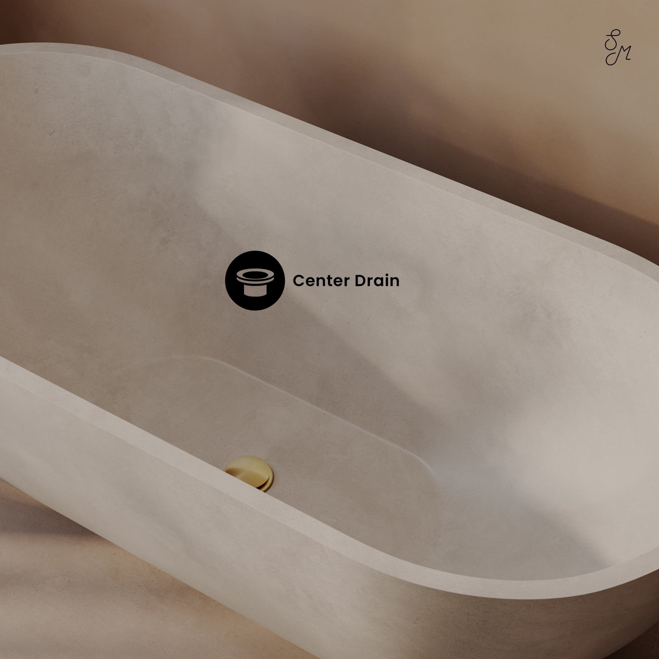 Claire 60" Freestanding Concrete Bathtub in Sand, Drain Included