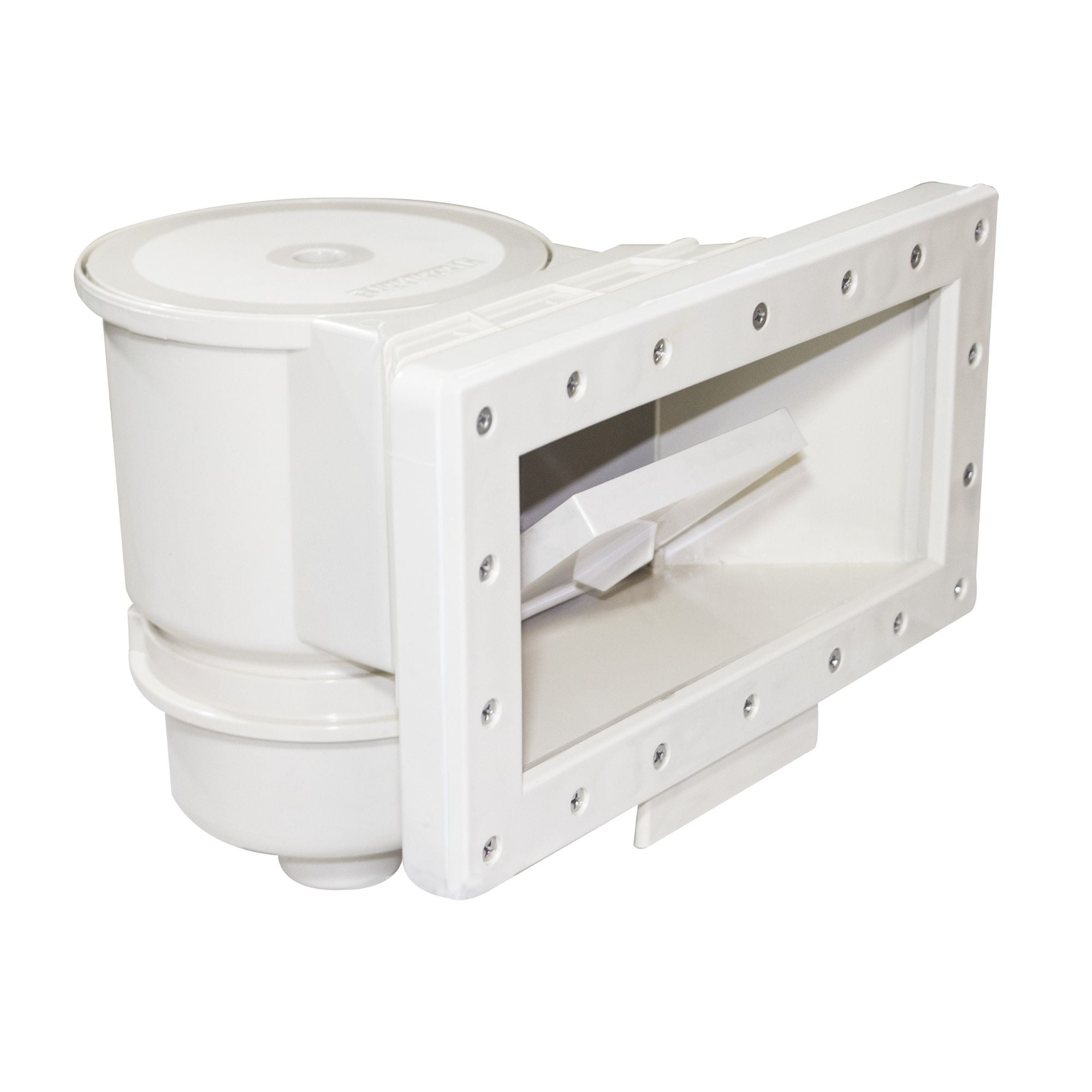 14.5-Inch White HydroTools Wide Mouth Support Thru Wall Skimmer with Brace