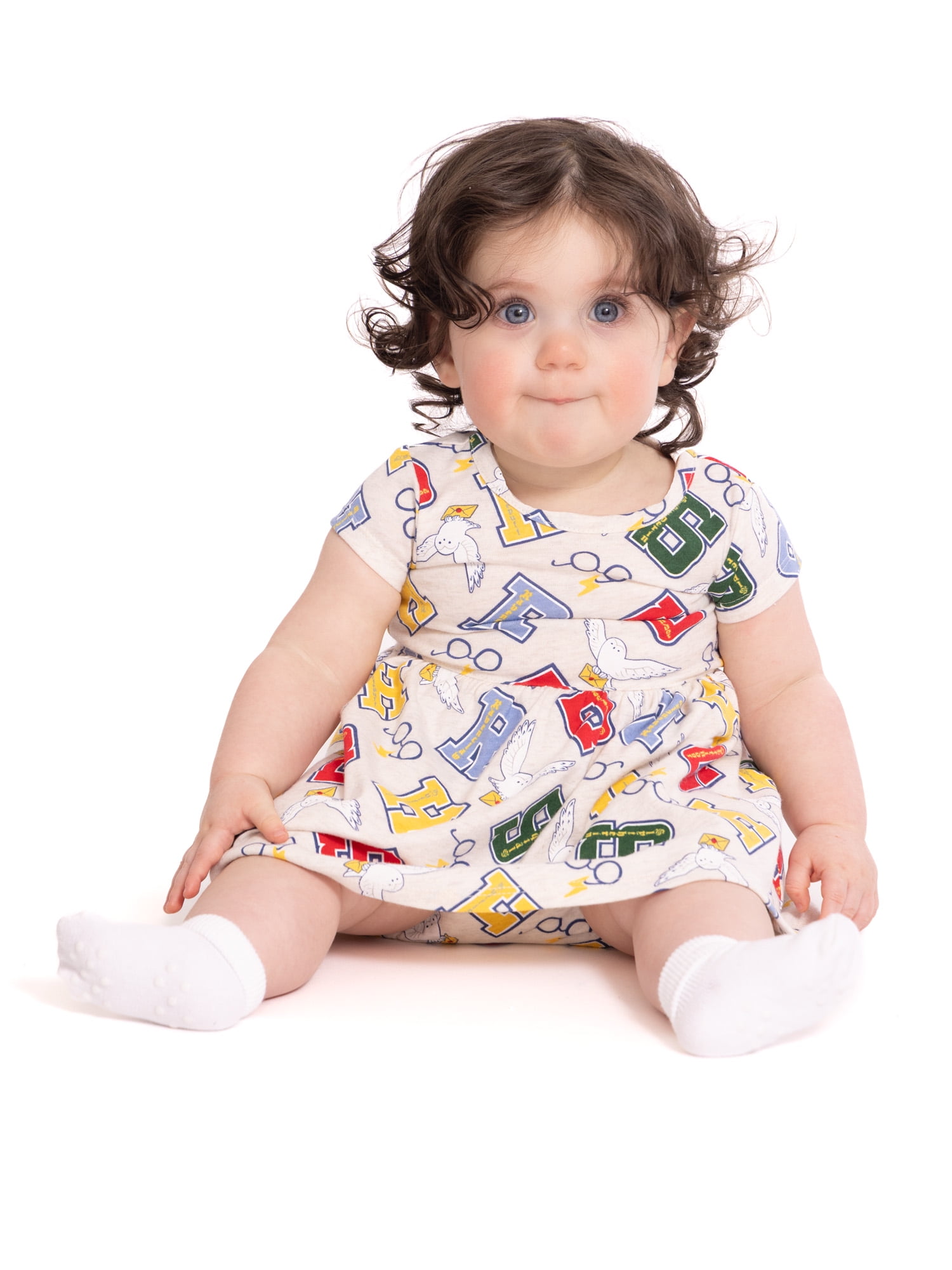 Harry Potter Baby Girl Print Dress and Matching Diaper Cover Set, 2-Piece Sizes 0/3M-6/9M