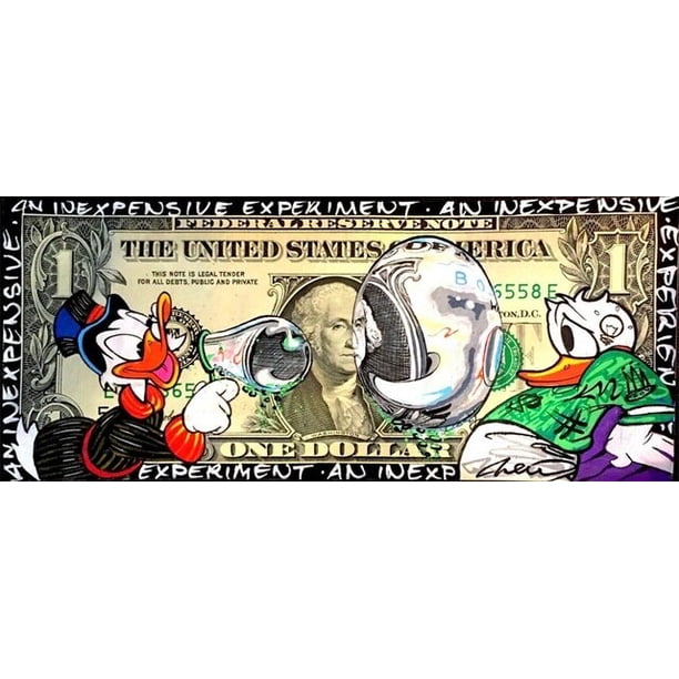 Disney Cartoon Wall Posters And Prints Wall Art Donald Duck Mickey Mouse on Canvas Painting Graffiti Money Picture Home Decor80x160cm Unframed Gao Jinjia LED