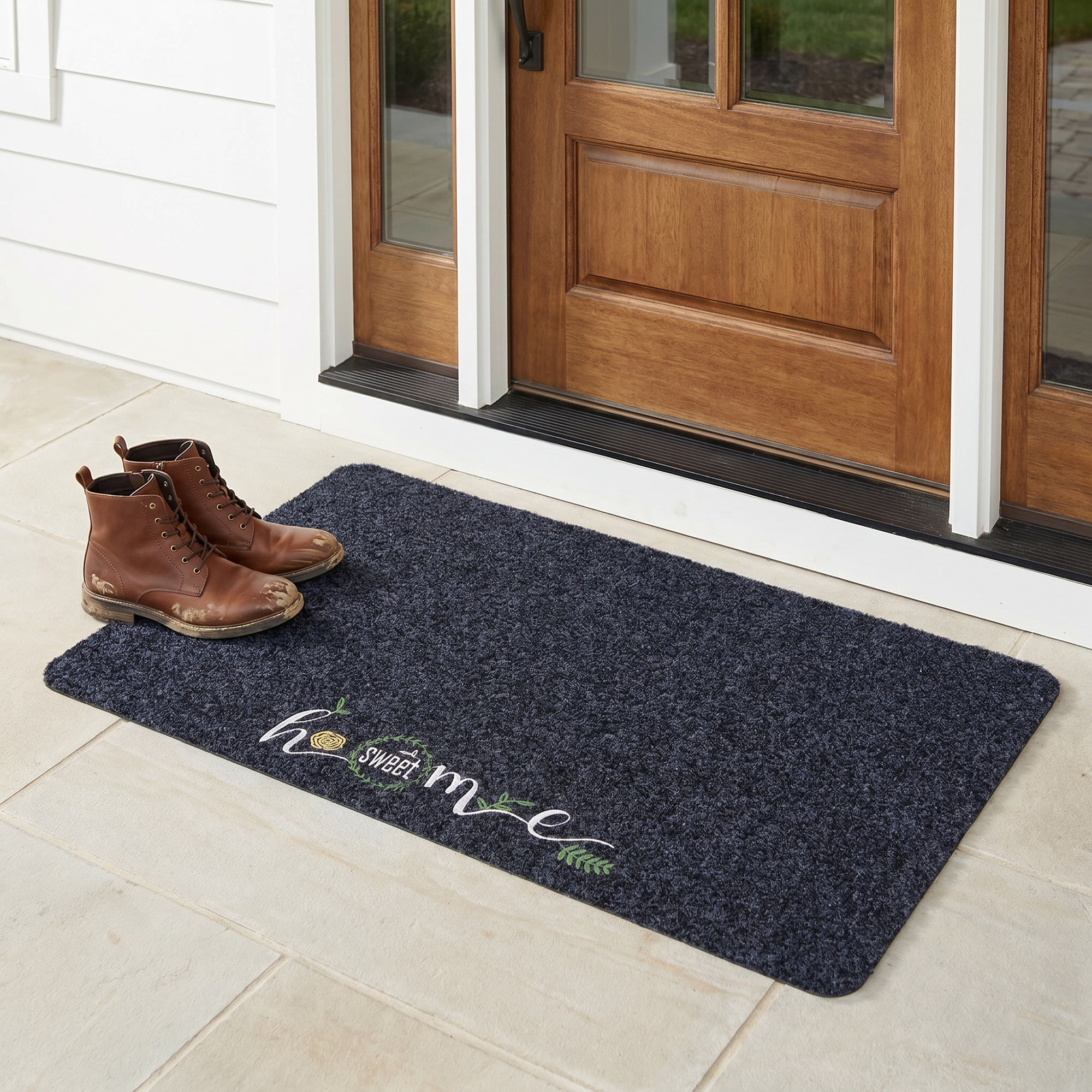 Unique Bargains Doormat Waterproof Non-Slip Scraper Welcome Mat Black Letter 24" x 16"
